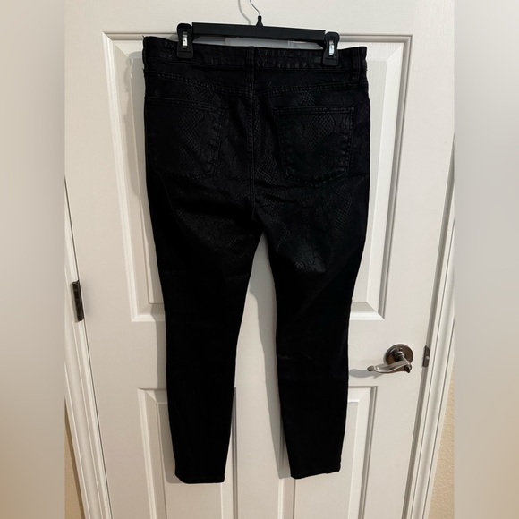 Kut From The Kloth Mia High Rise Ankle Toothpick Skinny Black Snakeskin Size 12 - Picture 10 of 11